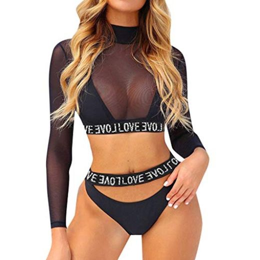 Bikinis Mujer 2019 Push up Blusa Sexy Traje de baño Dividido Color sólido Bohemio BañAdores con Relleno Sujetador Tops y Braguitas Ropa de Playa vikinis Tallas Grandes riou