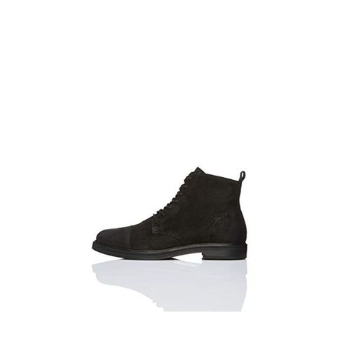 find. Leather Lace Up Botas camperas Hombre, Negro