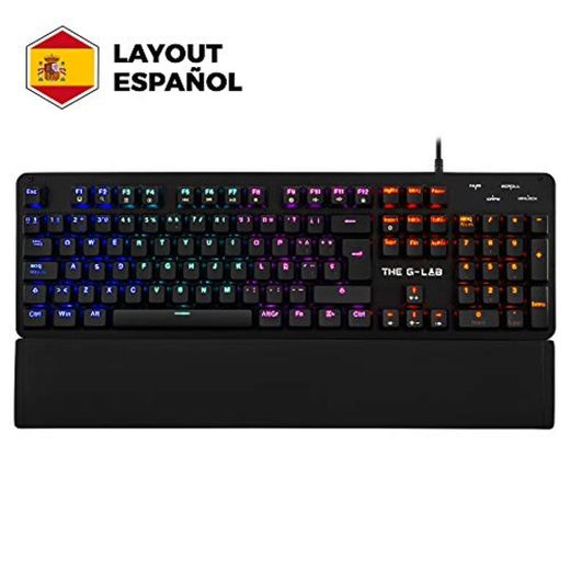 THE G-LAB Keyz Carbon E - Teclado Mecánico Gamer QWERTY Incluye Ñ