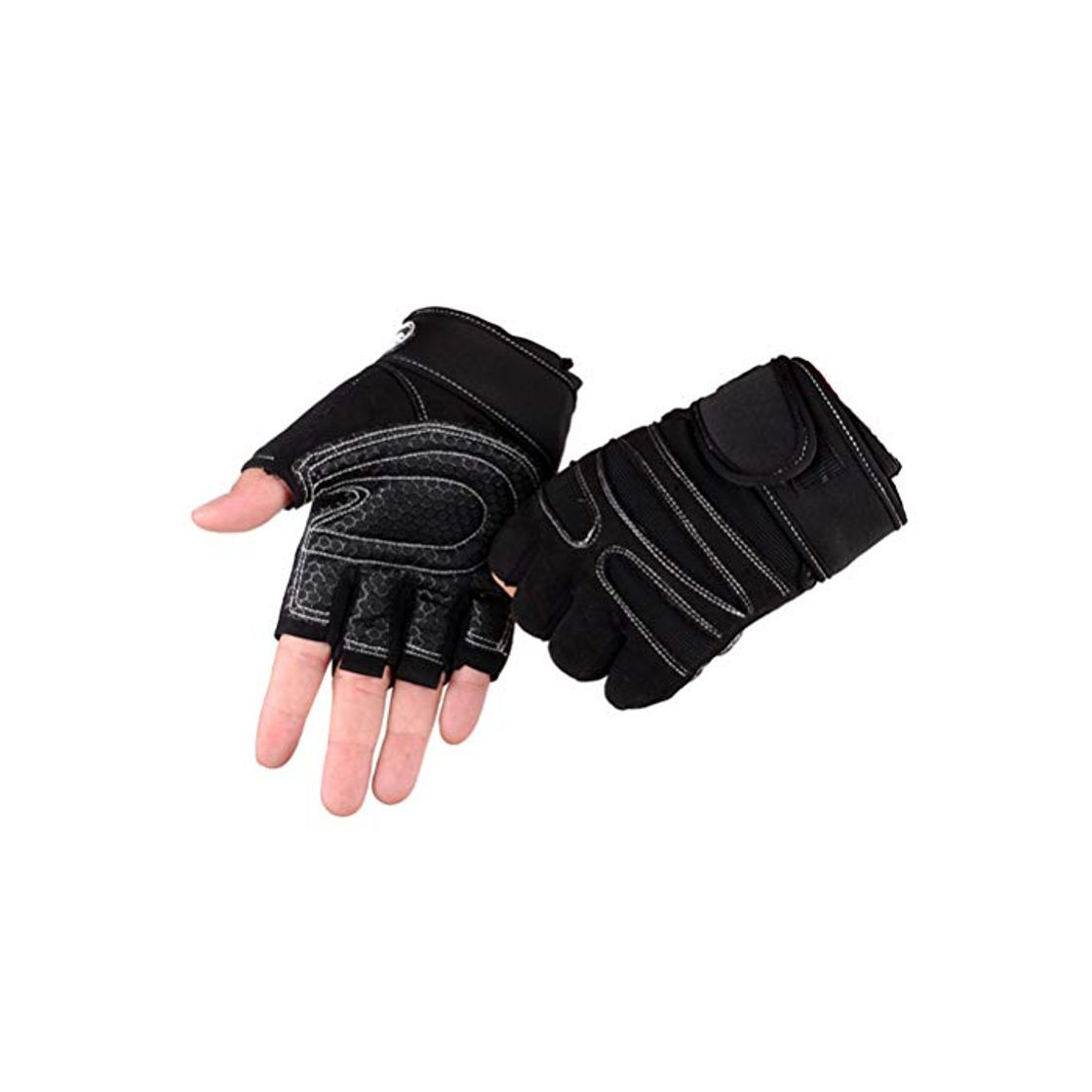 Product VORCOOL Guantes de Levantamiento de Pesas Gimnasio Workout Guantes para Mujeres Hombres Entrenamiento Crossfit Tamaño M Negro