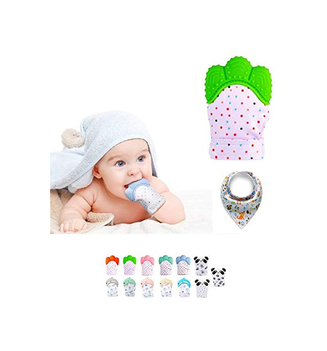 Social Funky Planet Baby dentición Manoplas, Protege Manos Bebés, Pain Relief Tranquilizadora de