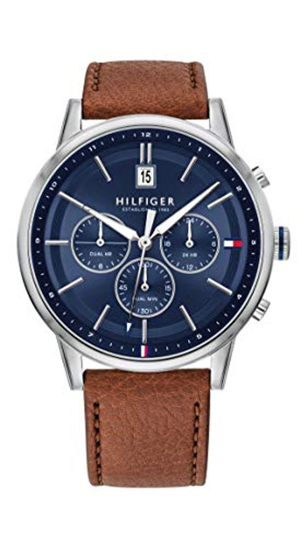 Social Tommy Hilfiger Reloj Analógico para Hombre de Cuarzo con Correa en Cuero 1791629