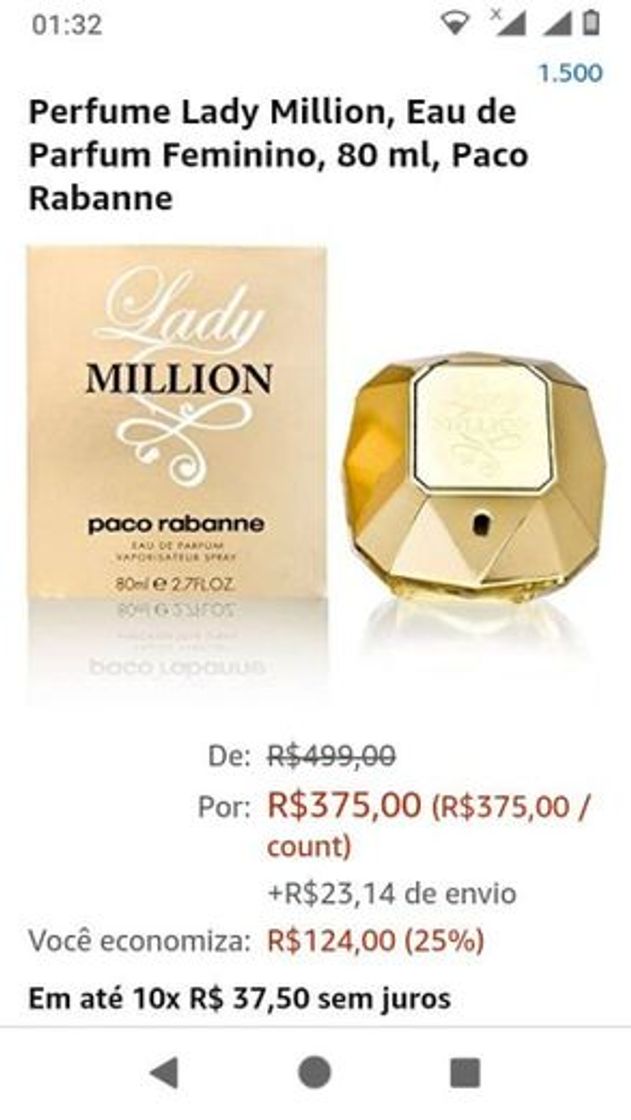 Moda Lady Million by Paco Rabanne 2.7 oz Eau de Parfum 