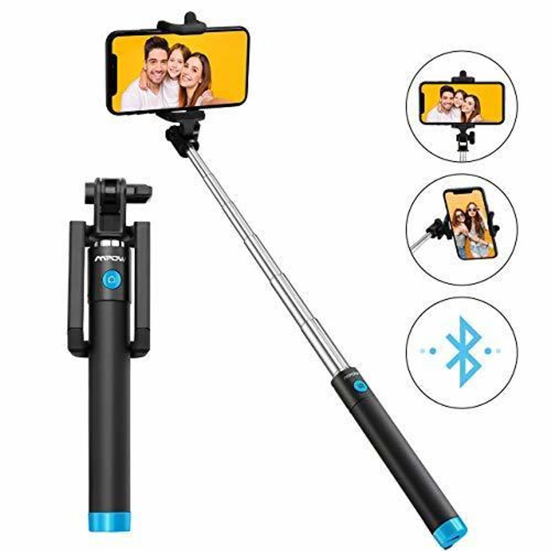 Lugar Mpow Palo Selfie Movil, Selfie Stick Bluetooth Diseño ligero, inalámbrico palo selfie