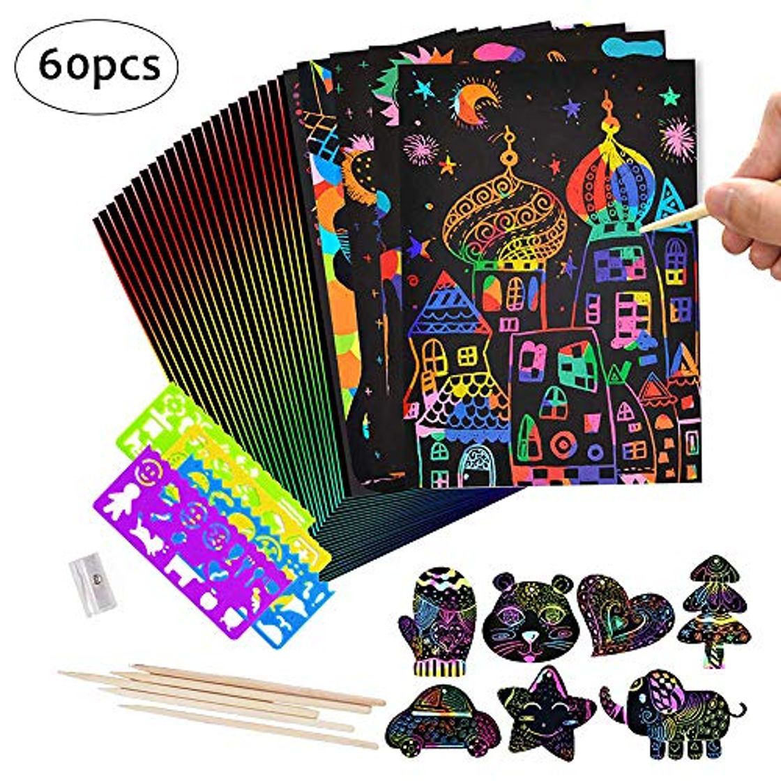 Producto Scratch Art Paper, 50 Obras De Arte De Raspado De Arco Iris