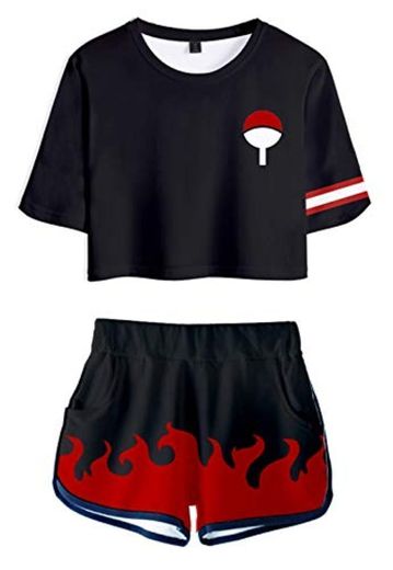 JOAYIN Mujer Naruto Camiseta y Pantalones Cortos de Impresión 3D Conjuntos Deportivos