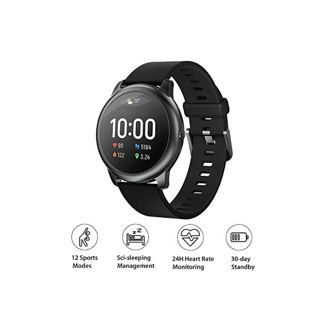 Product HAYLOU LS05 Global Version Smart Watch Solar 12 Modos Deportivos Control de música Pulsera Deportiva 24H Monitoreo del Ritmo cardíaco Pulsera Diaria Impermeable