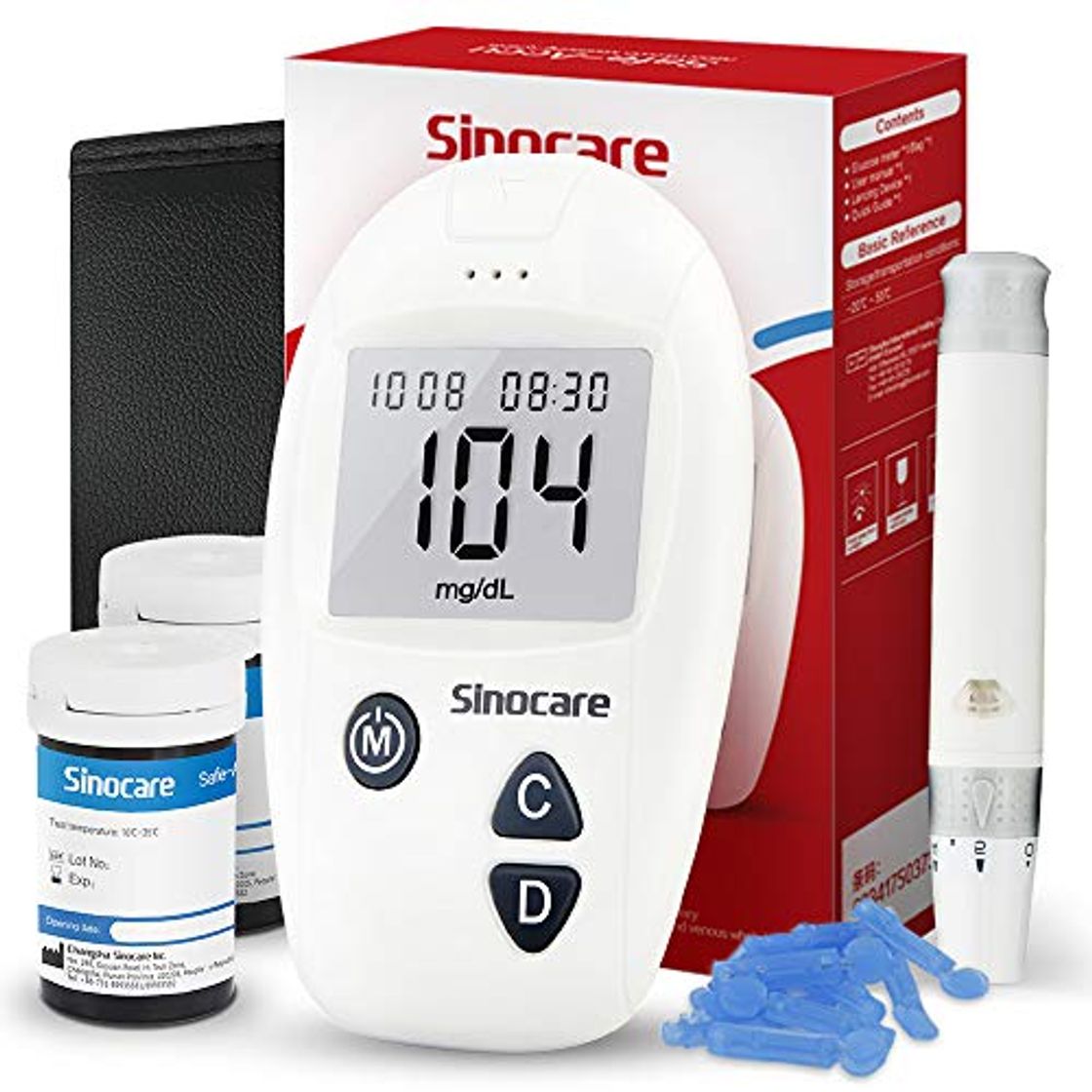 Place sinocare medidor de glucosa en sangre, kit de prueba de glucosa en