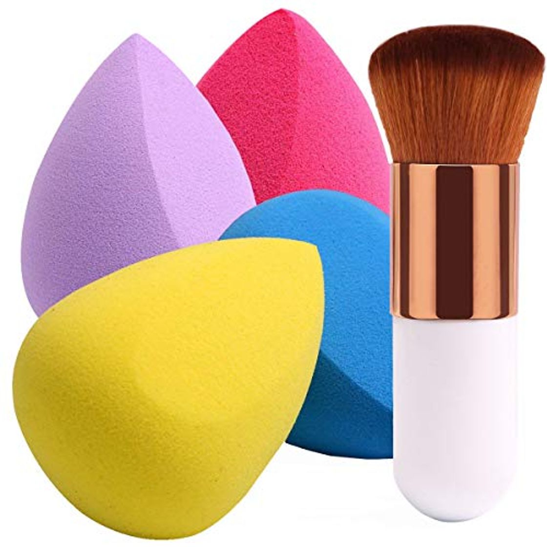 Social BEAKEY 4+1 Set de Esponja de Maquillaje con Brochas