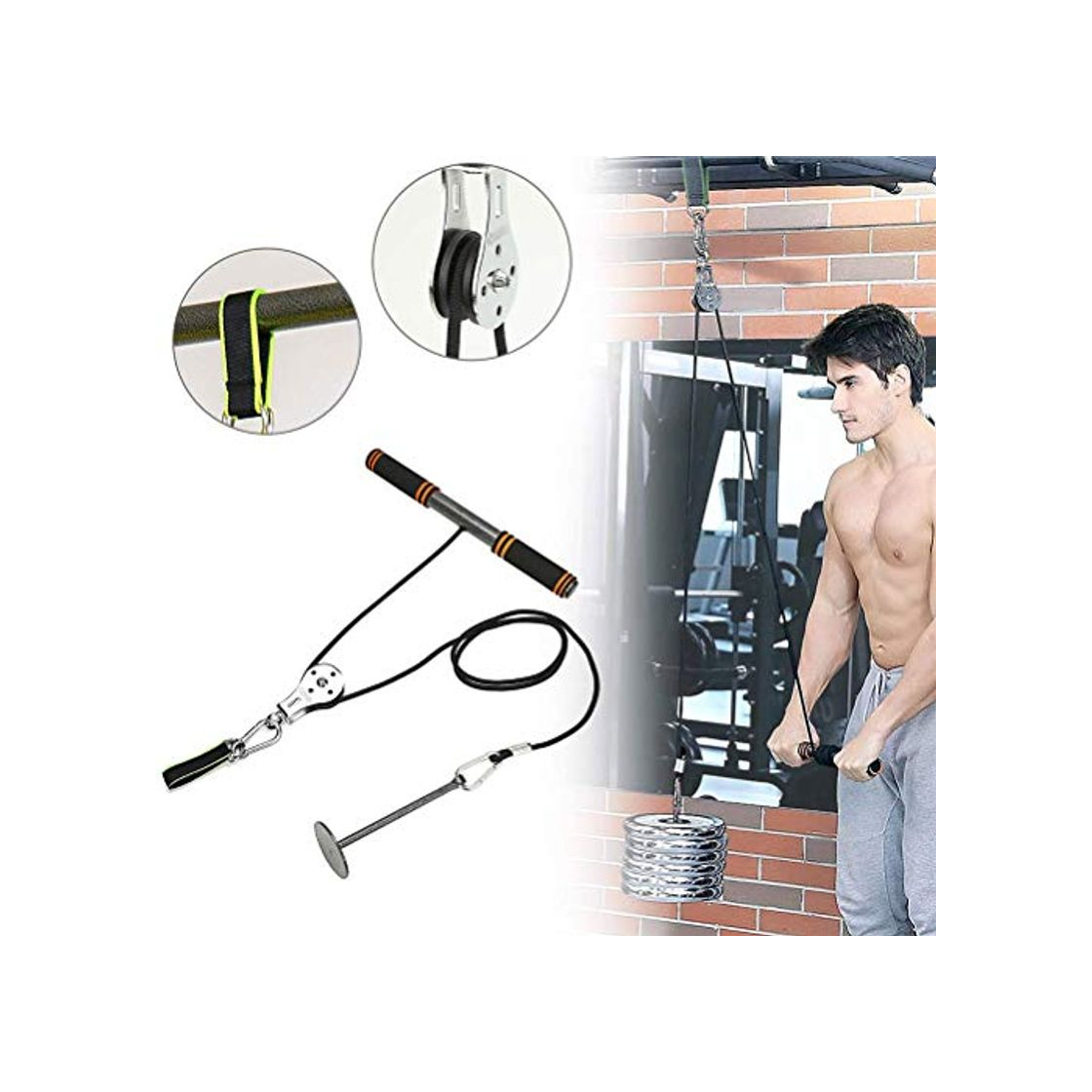 Product Urisgo Fitness DIY Polea Cable Máquina Sistema de fijación Brazo Bíceps Tríceps Blaster Entrenamiento de Fuerza Manual Equipo de Entrenamiento de Gimnasio en casa