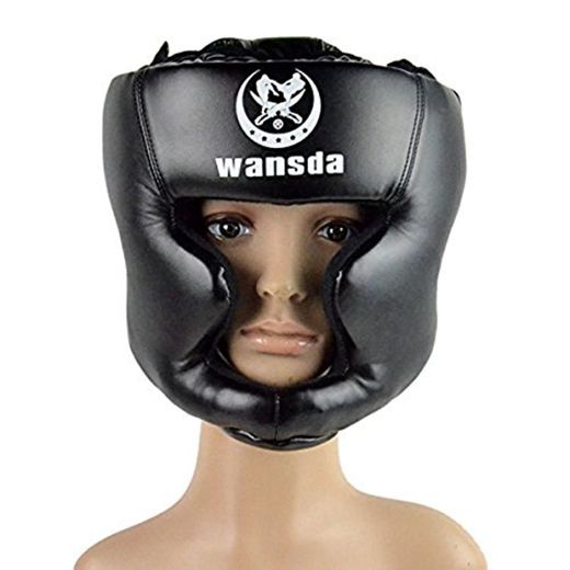 Pixnor Cabeza de boxeo de cuero boxeo casco cerrado tipo protector Sparring