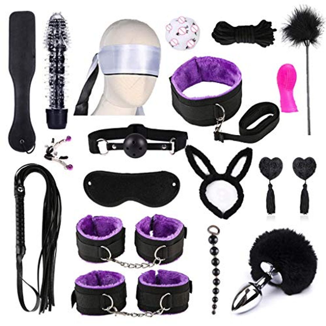 Product 19pc BSDM Leather Blindfold Bendage Set Sec Juguetes para Parejas de Cosplay Masaje Kit Principiante Feliz Juguetes Kit de Juguetes