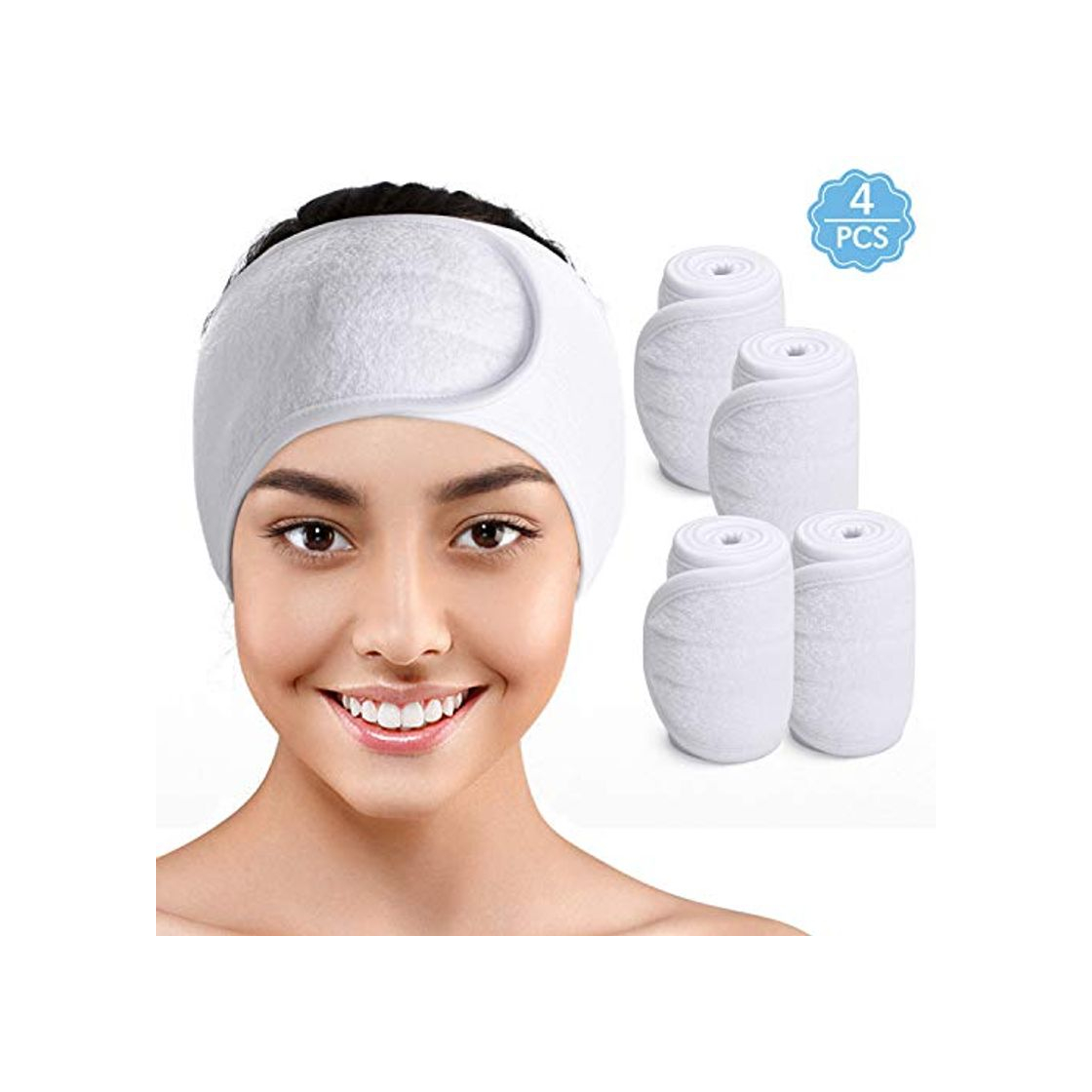 Fashion Noverlife Paquete de 4 diadema blanca para spa