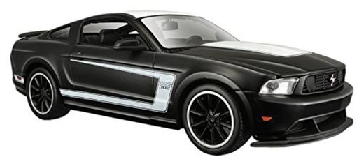Maisto- 1:24 Ford Mustang, Color Negro Mate y Blanco