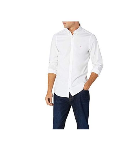 Tommy Hilfiger Core Stretch Slim Poplin Shirt Camisa, Blanco