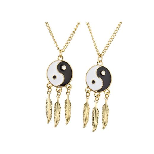 Lux Accesorios Dorado Ying Yang Best Friends Forever BFF Collar Set