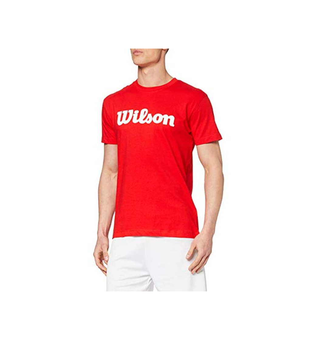 Moda Wilson W Script Cotton Camiseta de Tenis, Hombre, Rojo Red