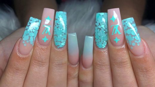 Mint LV Nails | Full Process | Acrylic Nails Tutorial - YouTube