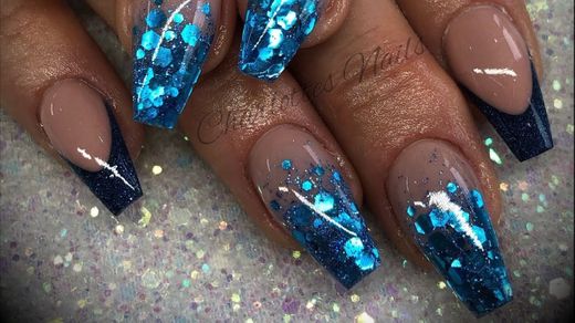 Acrylic nails - blue design set INC FULL PREP - YouTube