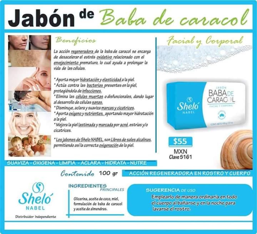 Moda Jabón baba de caracol sheló nabel 💙