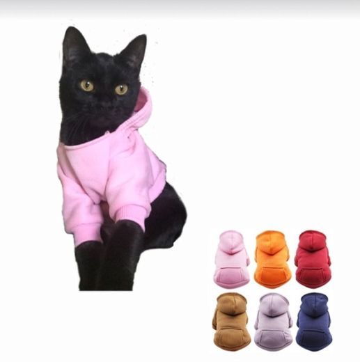 Sudadera con capucha de felpa deportiva cálida para gatos 🐈