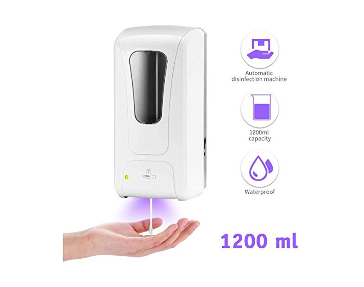 Social TGB Dispensador de Jabon Automatico con Sensor de Movimiento Inteligente Alta Capacidad con Depóstito de 1200 ml Anclaje de Pared Fácil Inalámbrico Pilas C