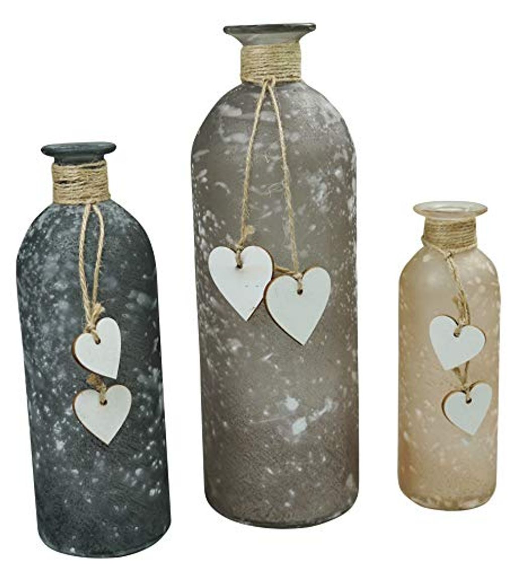 Products khevga Juego de 3 jarrones Decorativos de Cristal con corazón