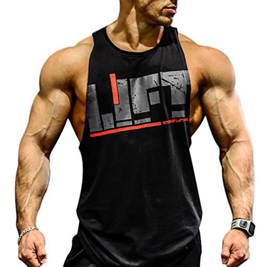 Befox Camisetas Elástica de Fitness sin Mangas Tank Top Gym para Hombre