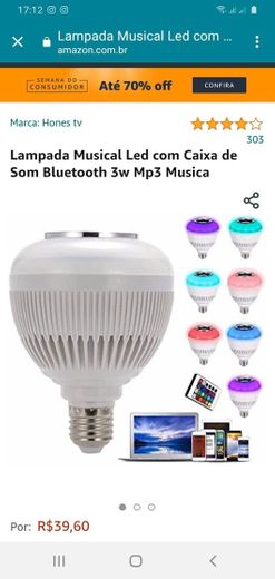 Lampada Musical Led com Caixa de Som Bluetooth 3w Mp3 Musica