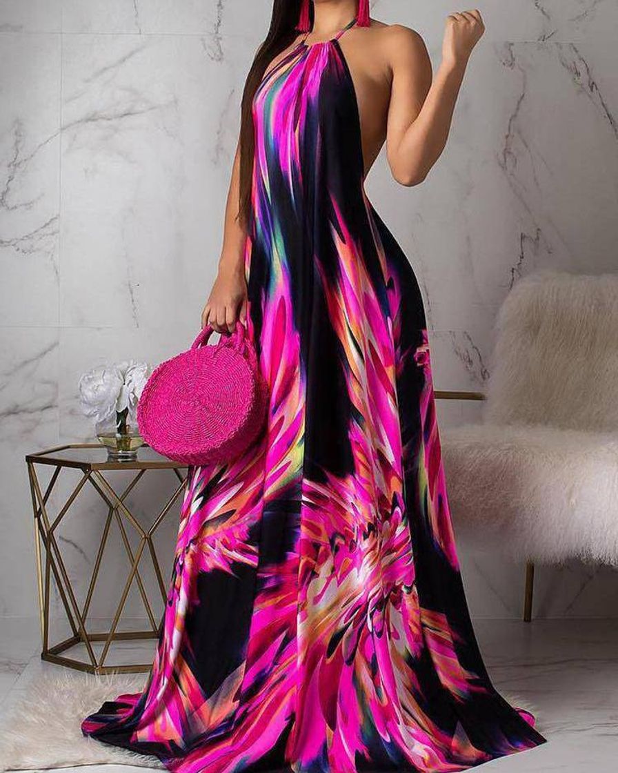 Fashion Halter b Imprimir Abrir Voltar Maxi Vestido

R$148

