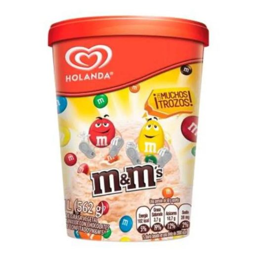 Helado de m&m sabor vainilla