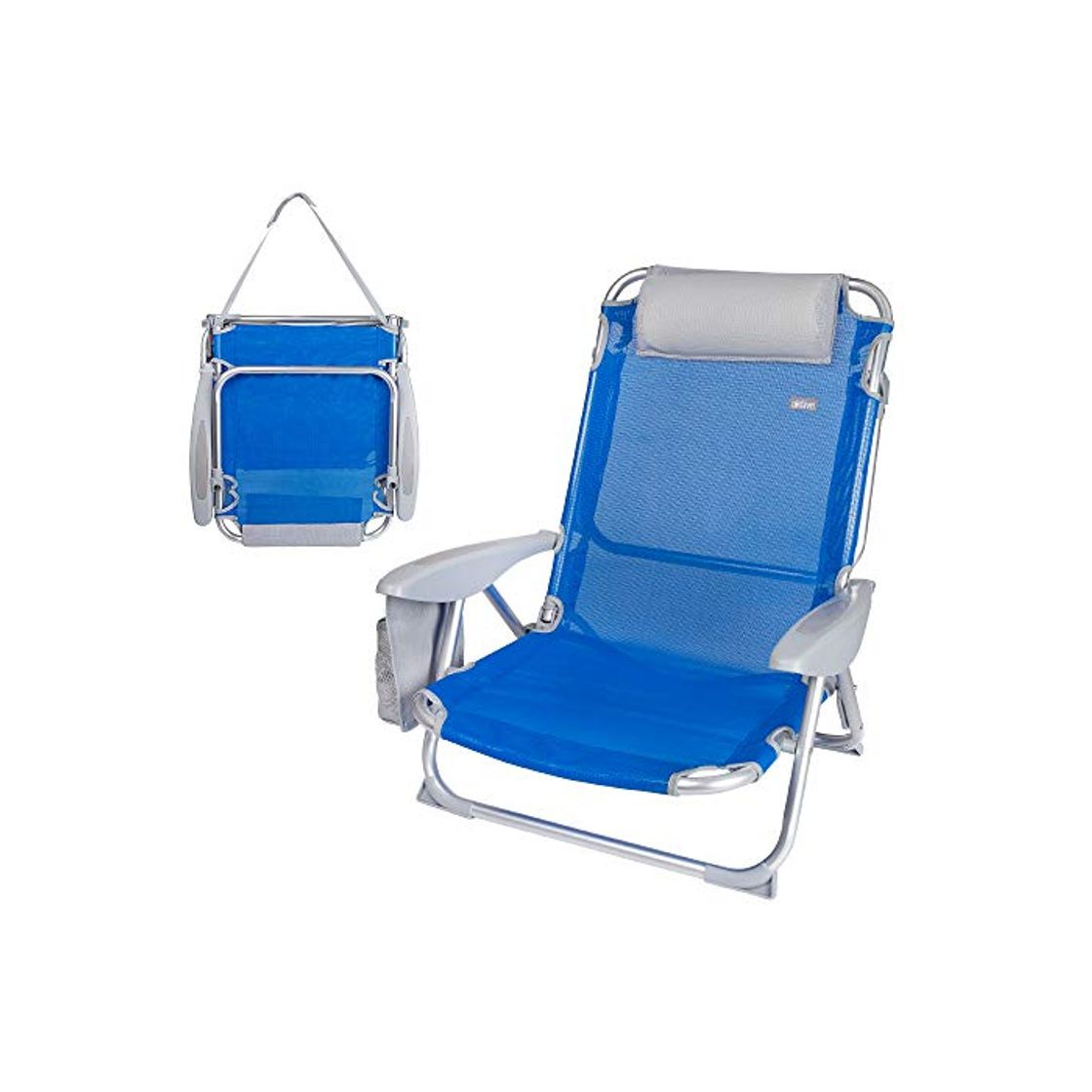 Product AKTIVE 62609 Silla de Playa Plegable 4 Posiciones 67x67x76 cm Camping