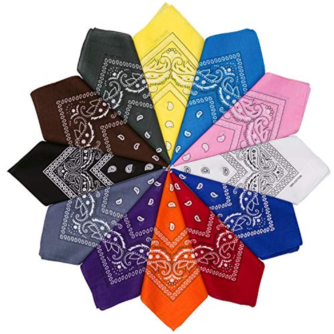 Social HBselect 12 Piezas Unisex Bandana Cabeza Hombre Algodon 54 * 54 CM