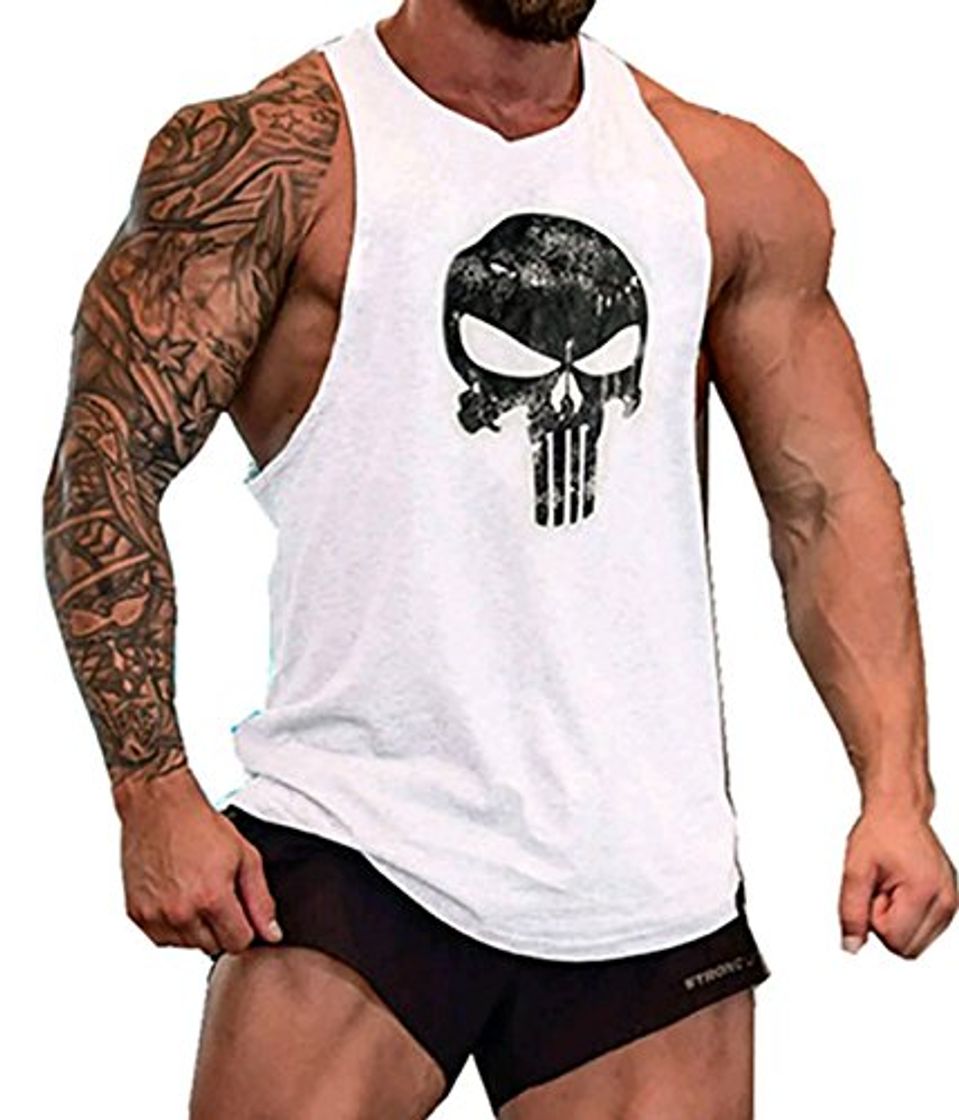 Moda Camisa Camiseta Hombre Tirantes Culturismo Fitness Deportiva. Ropa Deporte Masculina para Entrenar