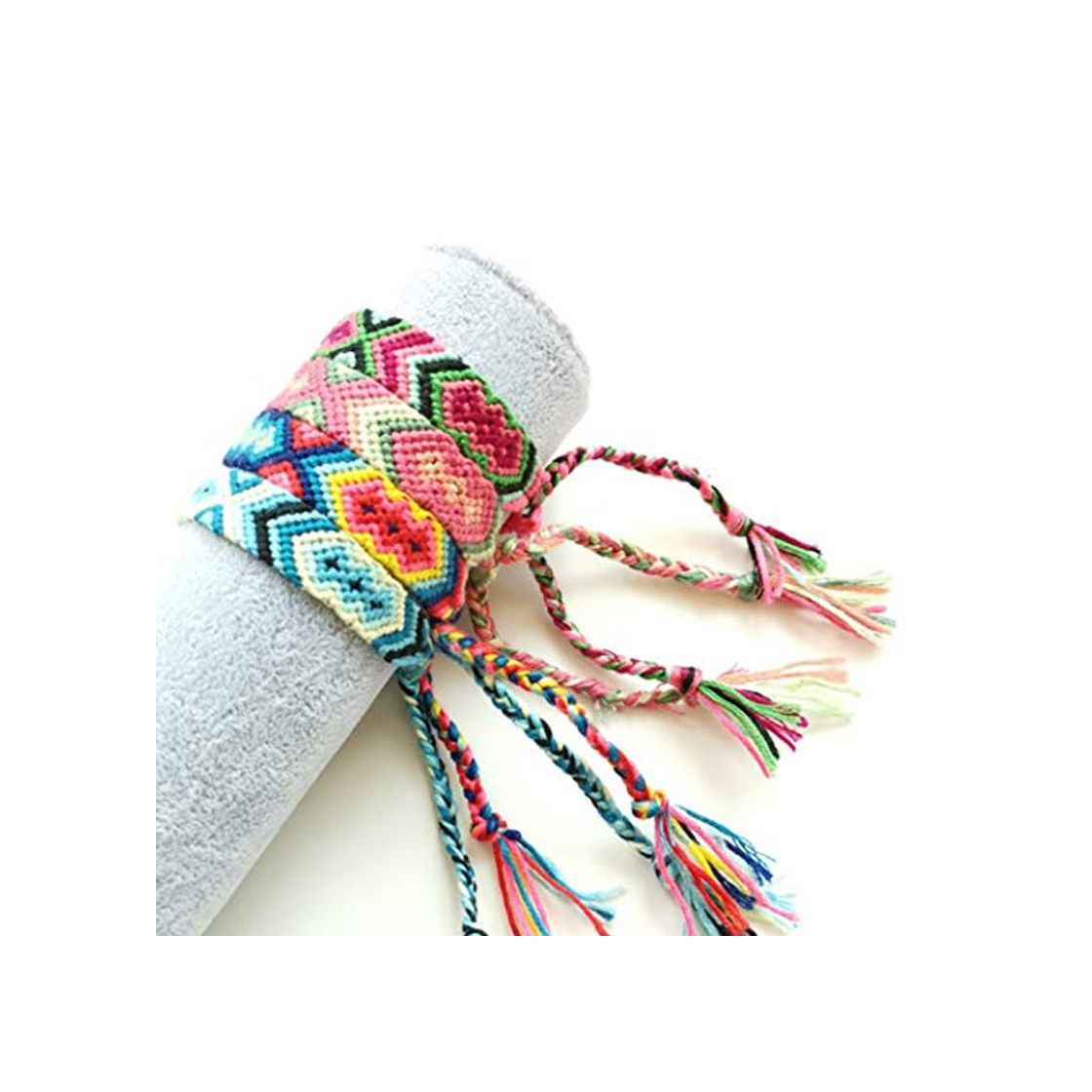 Social 4 Unids Pulsera Tejida Hecha A Mano Surtido Multicolor Trenzado Delicada Pulsera