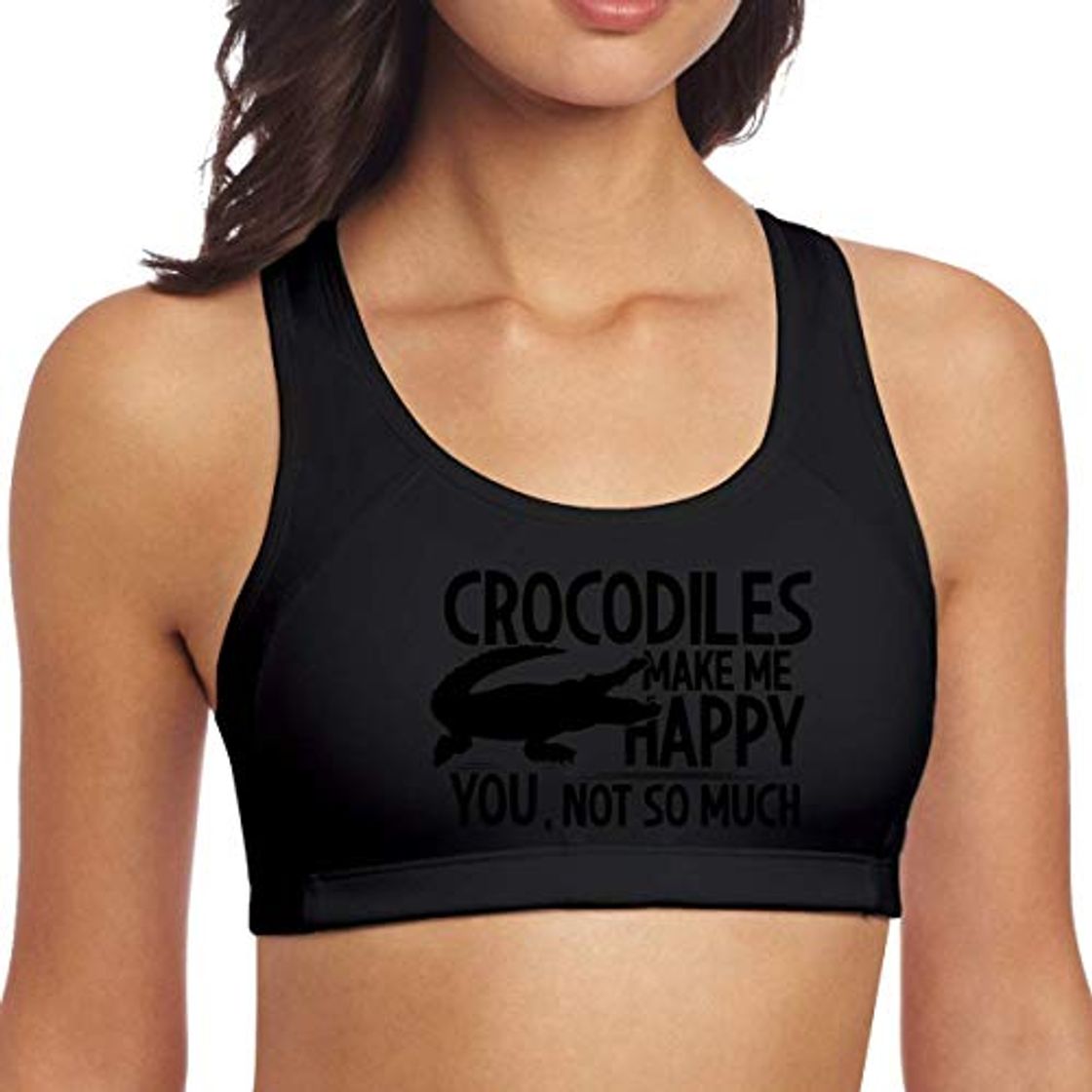 Moda Crocodiles Make Me Happy - Sujetador deportivo con espalda cruzada para yoga