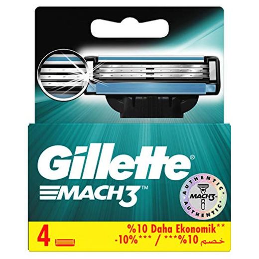Gillette mach-3 Cartridge - Pack de 4