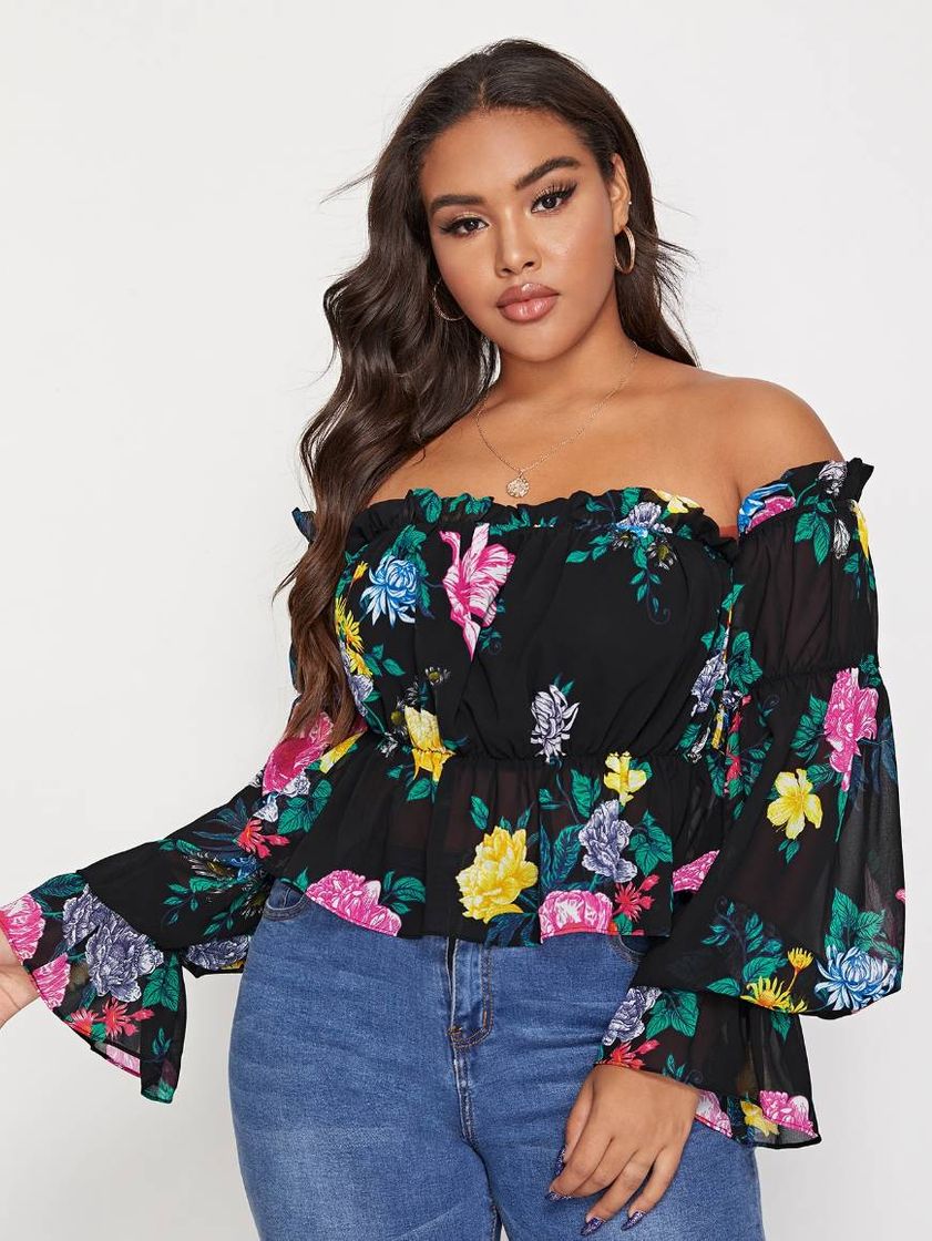 Moda 💠Blusa floral negra bohemia 