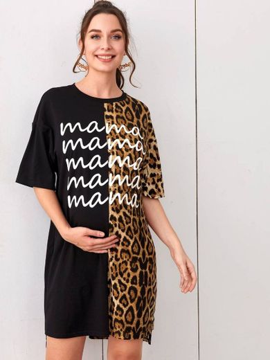 💠Vestido maternal con leopardo 