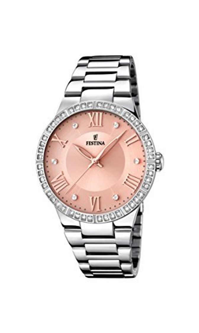 Social Festina Reloj Analógico para Mujer de Cuarzo con Correa en Acero Inoxidable