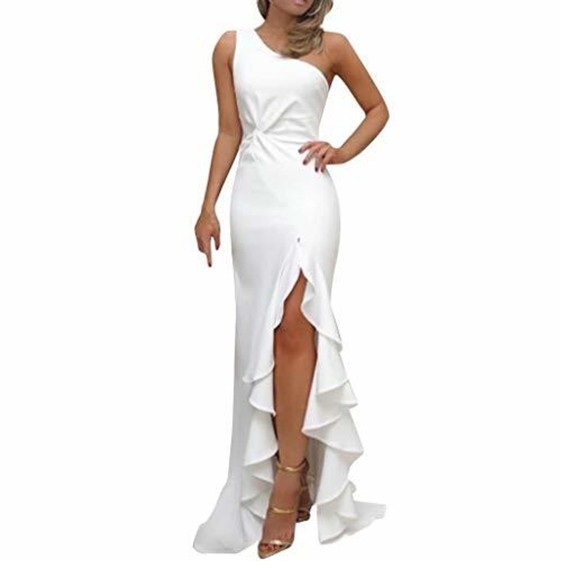 Social SHOBDW Vestidos Mujer Día De San Valentín Presente SóLido Un Hombro Vestido