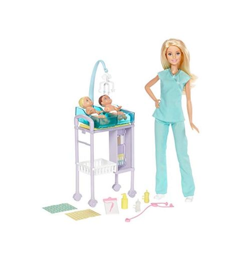 Barbie Quiero Ser Pediatra, muñeca rubia con accesorios