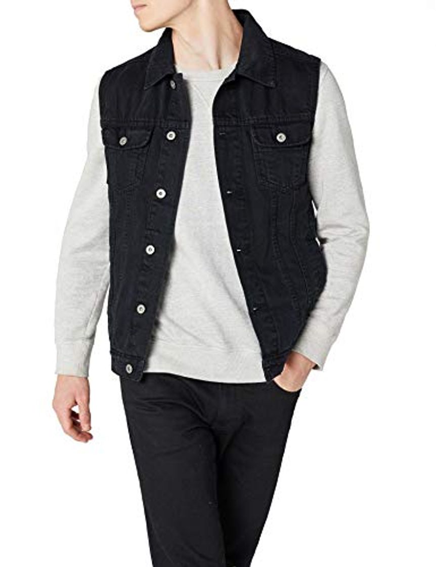 Fashion Urban Classics Denim Vest Chaleco, Negro