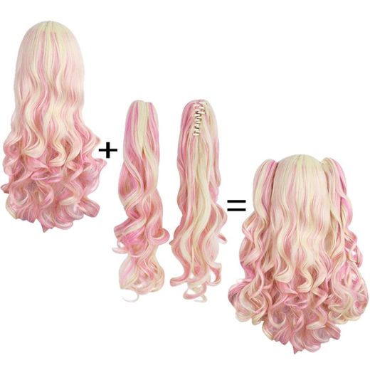 MapofBeauty long wavy cosplay wig purple pink ombre 12 colors ...