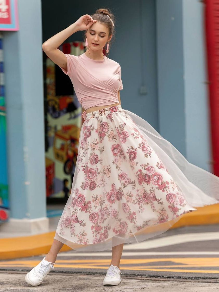 Outffit rosa🌺 floral muy casual 🍓 fresco, bonito, tierno🥺