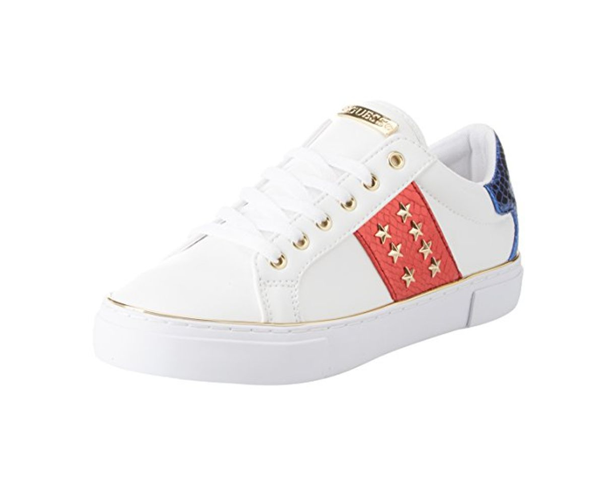 Moda Guess Gamer/Active Lady/Leather Like, Zapatillas de Gimnasia para Mujer, Blanco