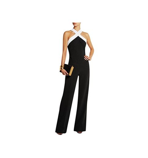 ISSHE Mujer Fiesta Monos Vestir Sin Mangas Color Bloque Ladies Jumpsuits para