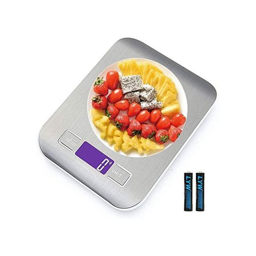 Báscula de cocina,Smart Digital Báscula con Pantalla LCD para Cocina de Acero