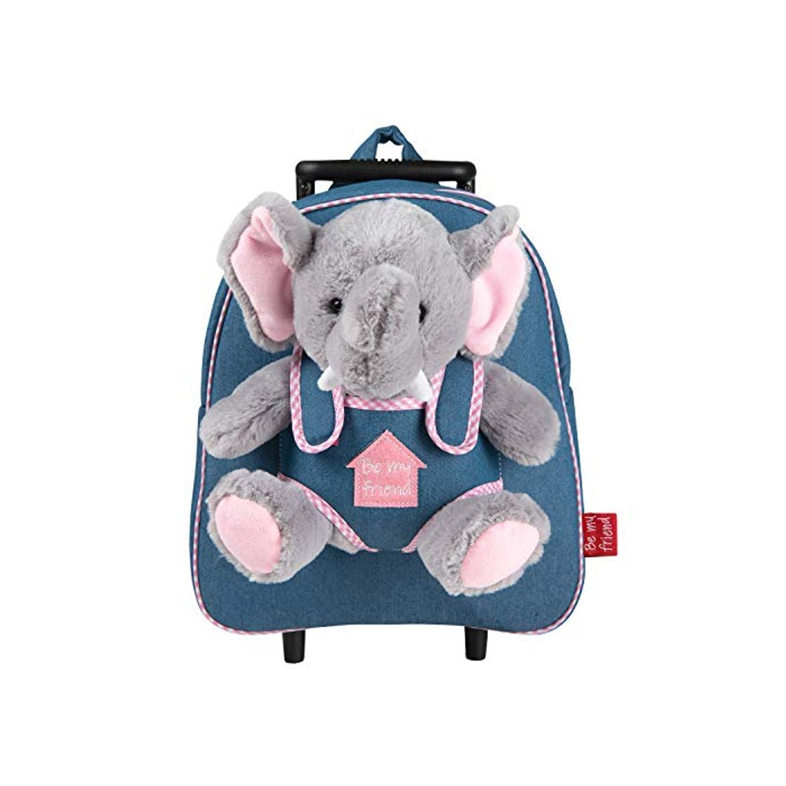 Fashion PERLETTI Mochila Trolley Infantil con Elefantito de Peluche - Bolsa con Ruedas