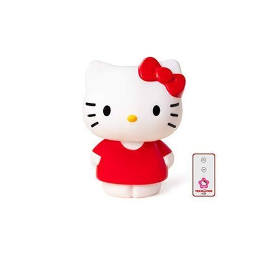 Teknofun- Hello Kitty roja Lampara con Control Remoto, Color Rosso